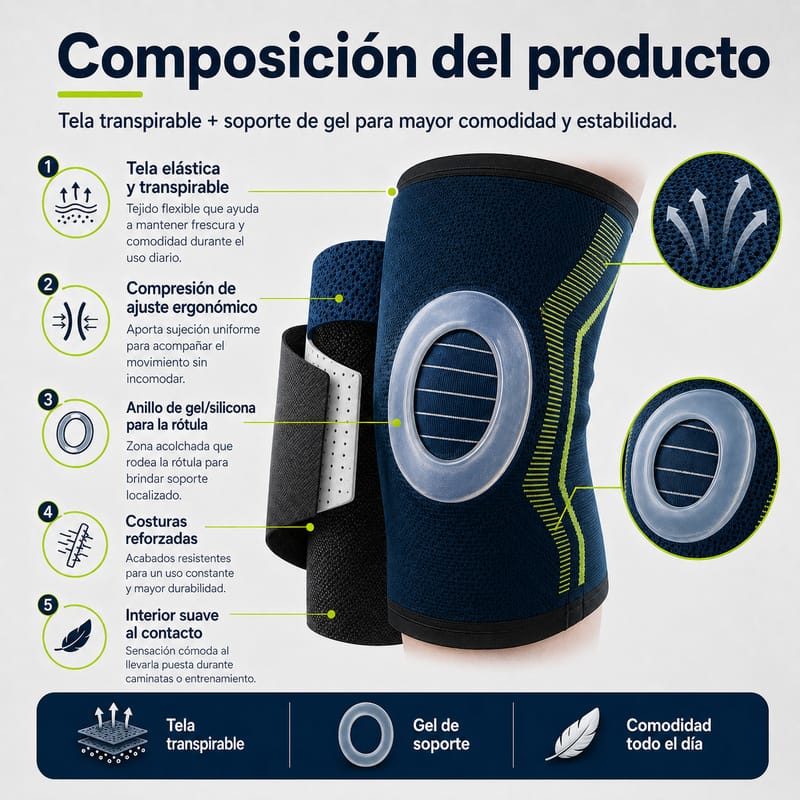 Rodillera de compresión con almohadilla de gel - Image 4