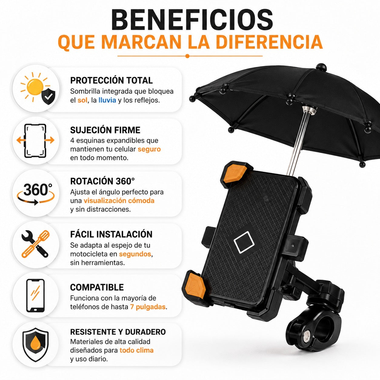Soporte para celular con Sombrilla