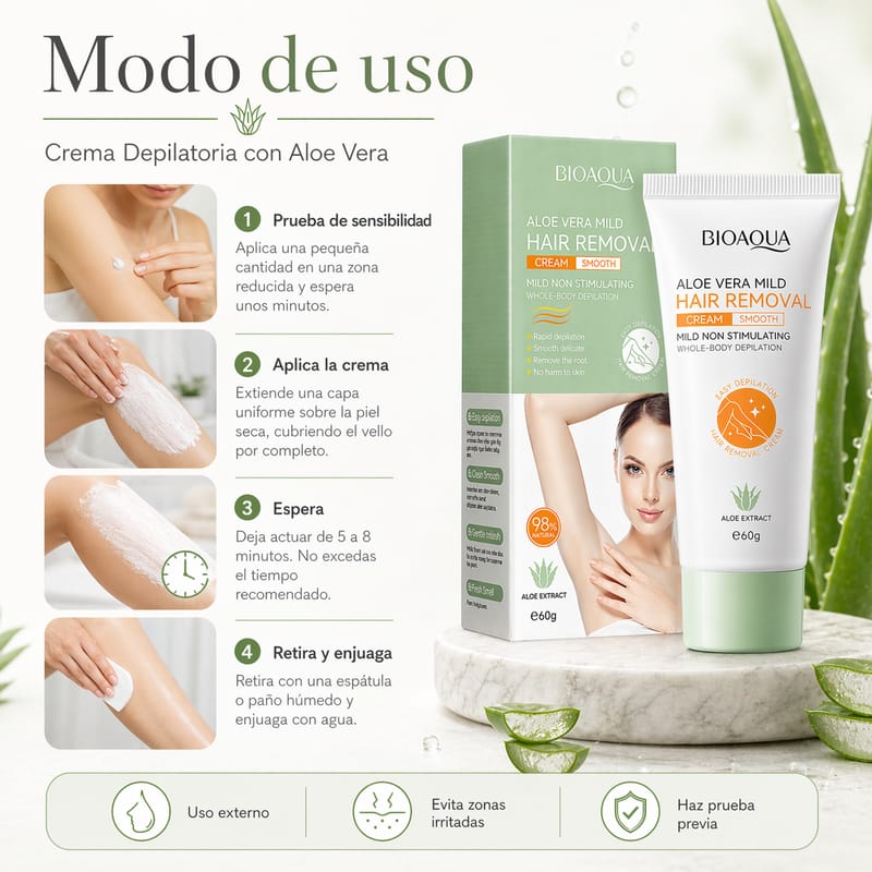 Crema depiladora con aloe vera  BIOAQUA - Image 3