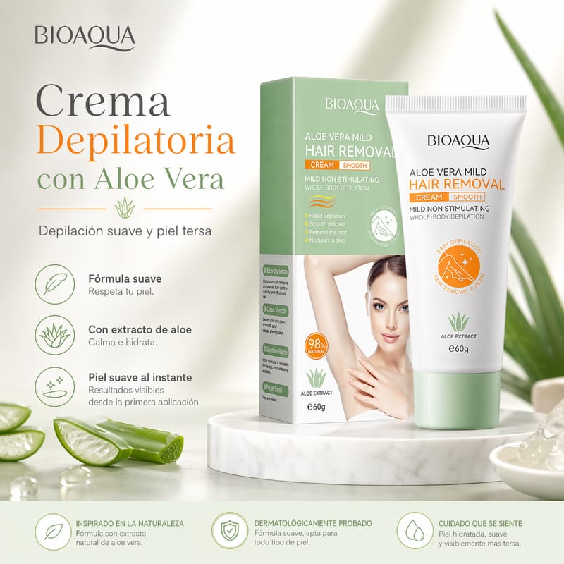 Crema depiladora con aloe vera  BIOAQUA - Image 1