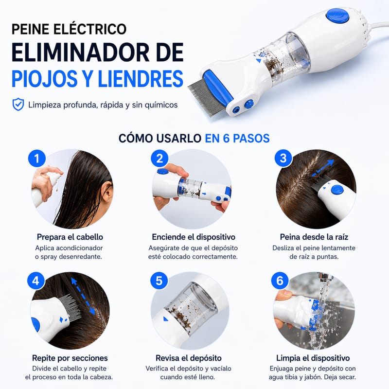 Peine eléctrico eliminador de piojos y liendres - Image 2