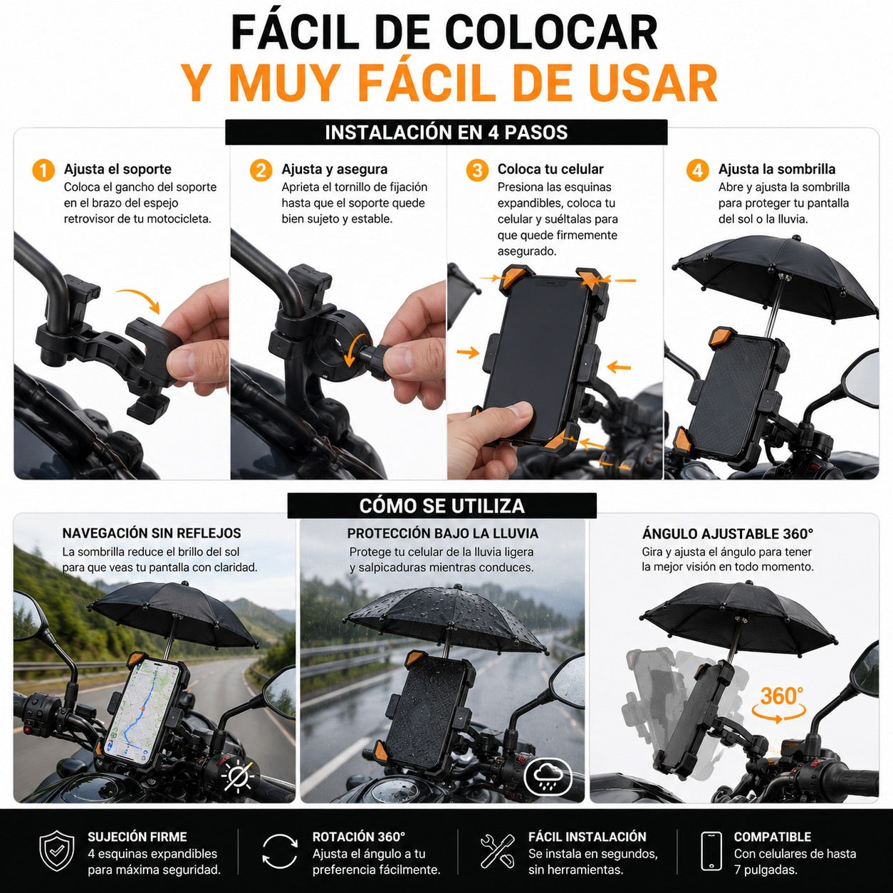 Soporte para celular con Sombrilla